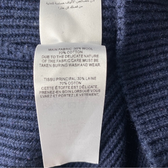 Self-Portrait Navy Blue Frill Cut-Out Shoulder Wool Sweater - S - Picture 11 of 13